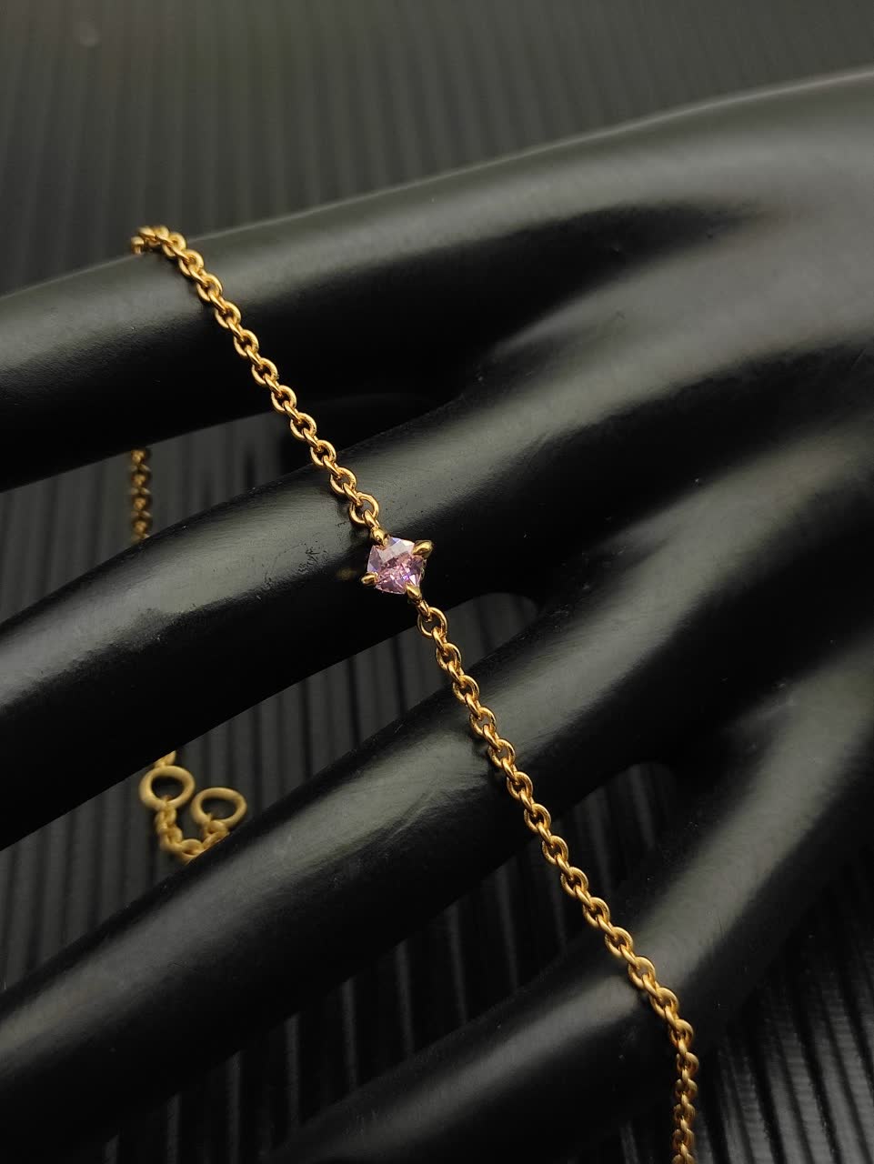 David Yurman Delicate Gold Bracelet with Pink Gemstone